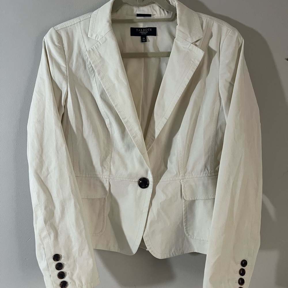 Talbots Cream Blazer Structured Tailored Fit light academia